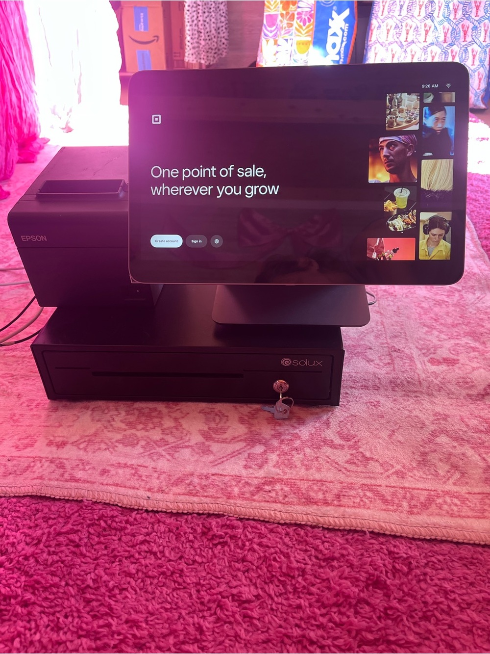 Square register POS system black